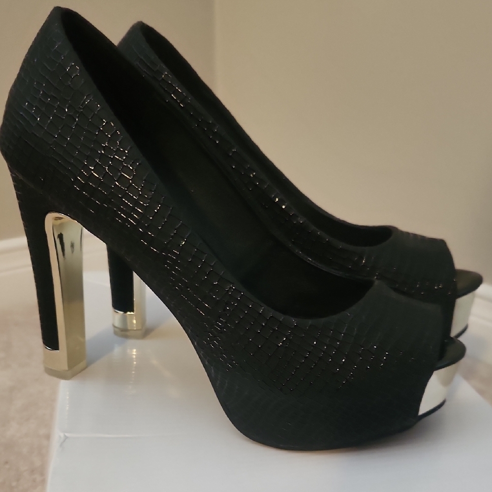 Elegant Black Peep-Toe Heels